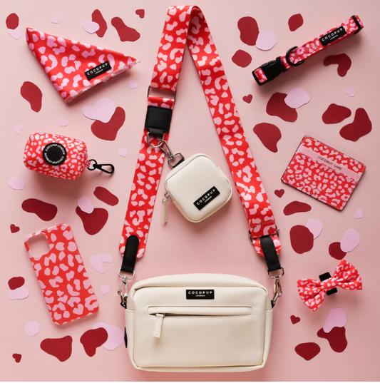 Tassenriem - rode en roze luipaard