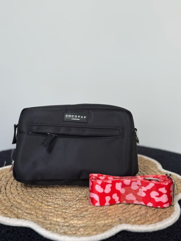 Tassenriem - rode en roze luipaard